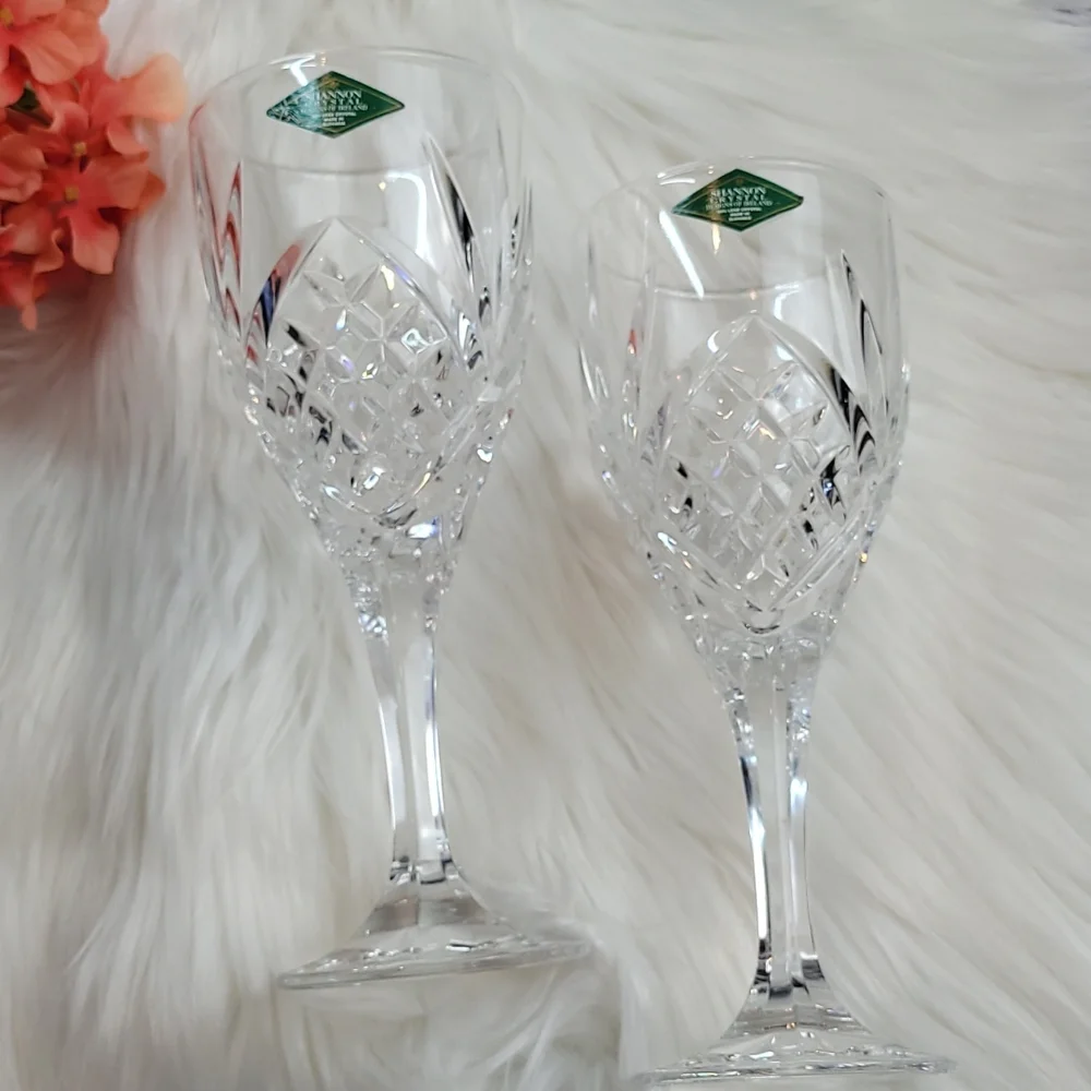 SHANNON LEAD CRYSTAL WINE GLASS PAIR